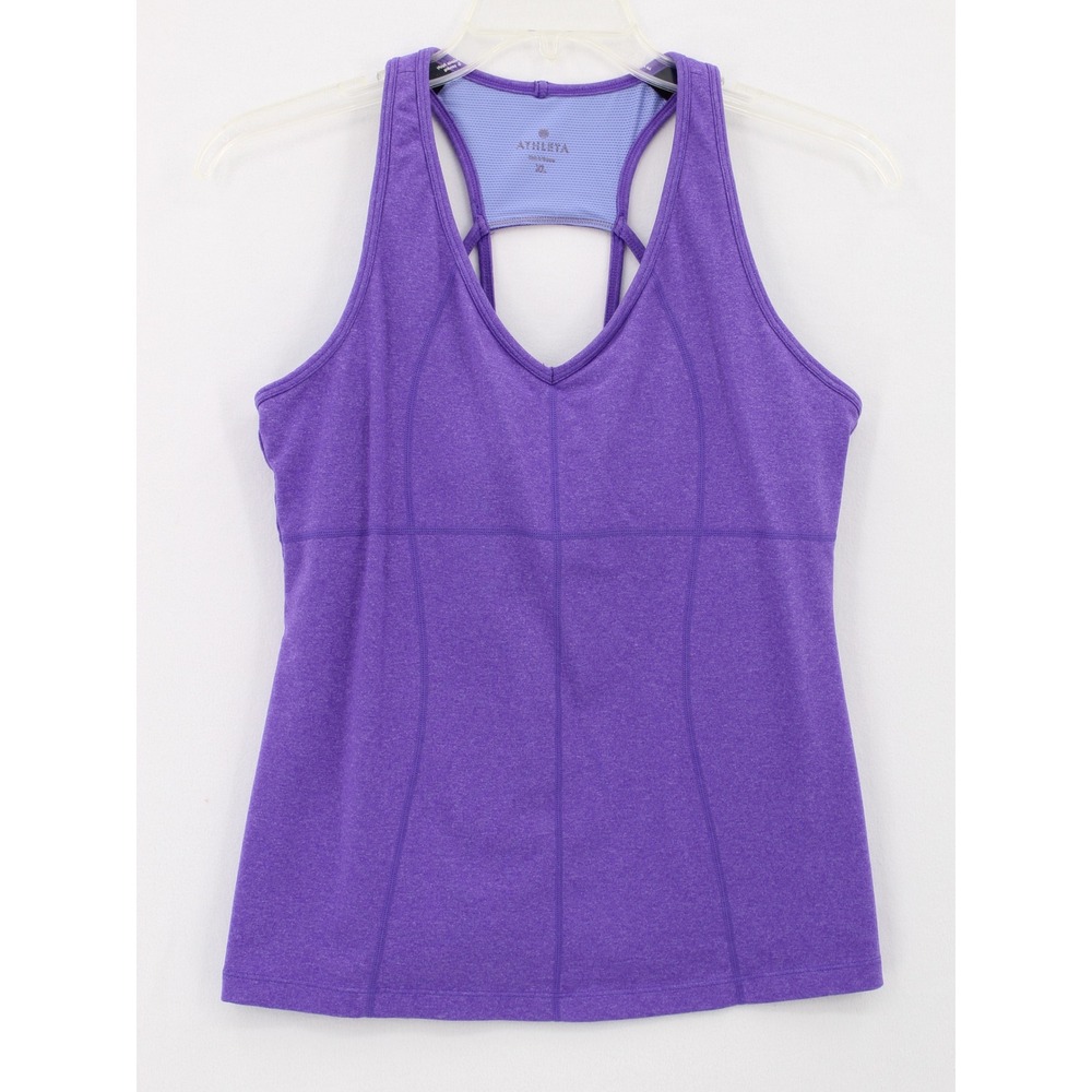 Athleta Strappy Racerback‎ XL Tank Top Purple Strappy Shelf Bra Yogacore